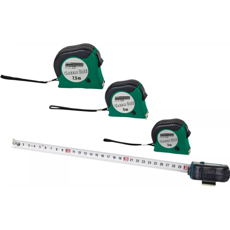 Brüder Mannesmann M80503 5 m Maßband mit 19 mm Stahlband, gummiertem ABS-Gehäuse, metrisch, Klasse II