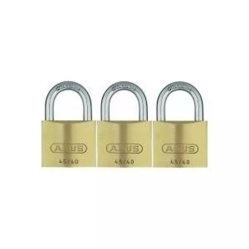 ABUS 82 Series Messing-Vorhangschloss-Set, gleichschließend, 45 mm Gehäuse, 3er-Pack 11825 8