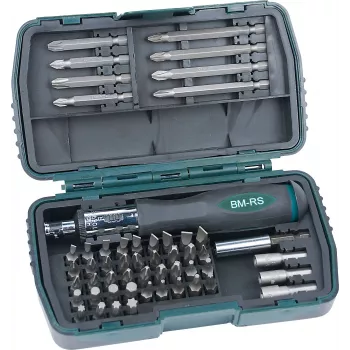 BRÜDER MANNESMANN GREEN LINE 53-teiliges Bit- und Steckschlüsselset in Kunststoffbox, S2-Stahl-Bits, CrV-Steckschlüssel, 1/4 Zoll Antrieb M29853