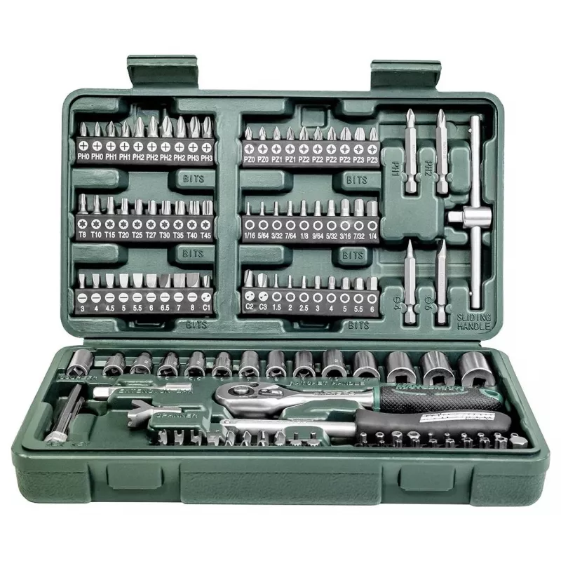 Brüder Mannesmann 130-teiliger metrischer Steckschlüsselsatz 1/4 inch Antrieb im Koffer 29166