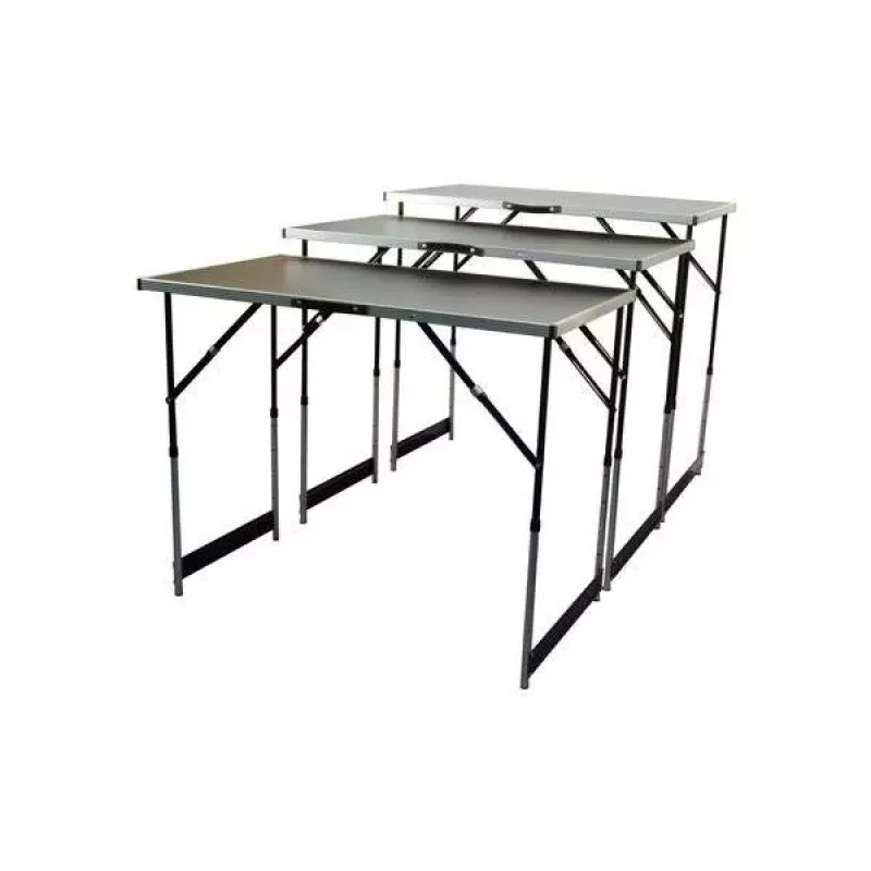 BRÜDER MANNESMANN M70113 Multifunktions-Klapptisch-Set, 3-teilig, MDF E1 Tischplatte 2,7 mm, Aluminiumrahmen, Silber/Grau