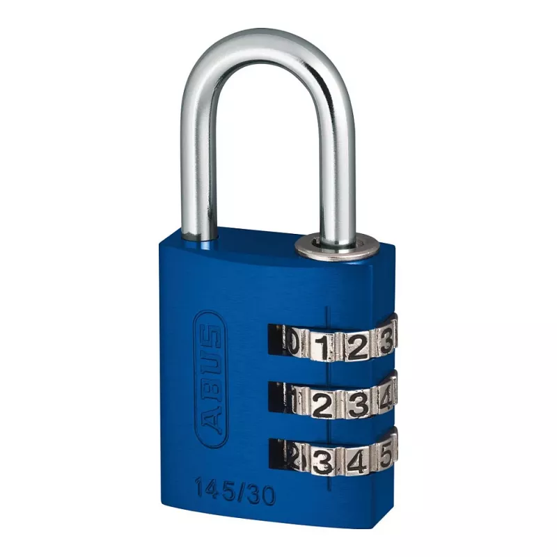 ABUS 145/30 Aluminium-Zahlenvorhängeschloss, 3-stellig, Blau