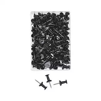 WEDO 54 201 Schwarze Pinnnadeln, 100 Stück, 12 mm Nadelstärke, 10 mm Kopfdurchmesser, Klare Kunststoffbox