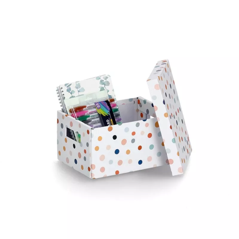 Zeller Dots Aufbewahrungsbox Weiß mit Punkten 18,0 cm x 25,0 cm 14474