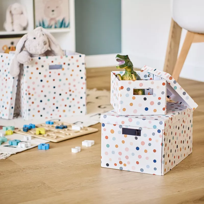Zeller Dots Aufbewahrungsbox Weiß mit Punkten 18,0 cm x 25,0 cm 14474