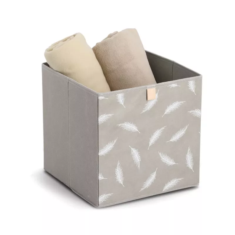 Zeller Feather Aufbewahrungsbox Taupe 32 x 32 x 32 cm 14537