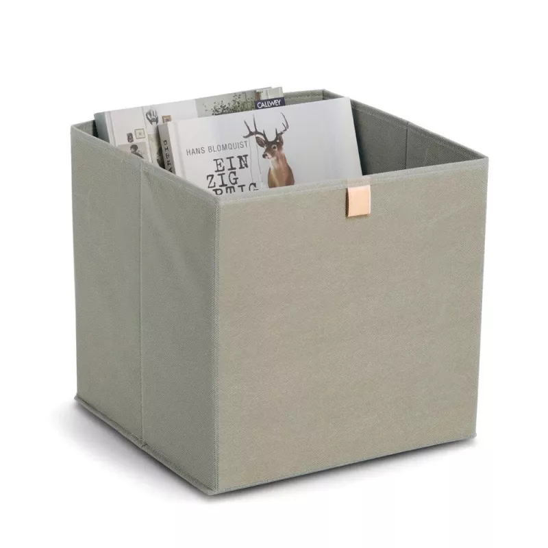 Zeller Khaki Stoff-Aufbewahrungsbox 32x32x32 cm faltbarer Würfel-Organizer 14540