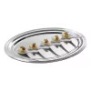 APS CLASSIC Rechteckige Servierplatte 460x340mm Silber Vernickelt und Verchromt Metall mit Linien