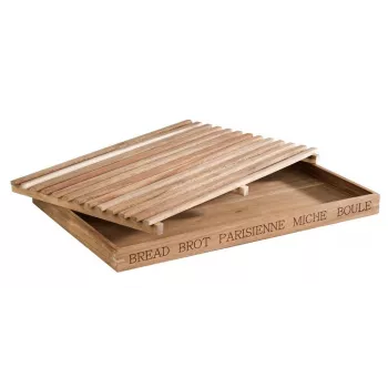 APS LETTER Brotschneidebrett 480x340x30 mm Akazienholz mit herausnehmbarer Krümelschublade