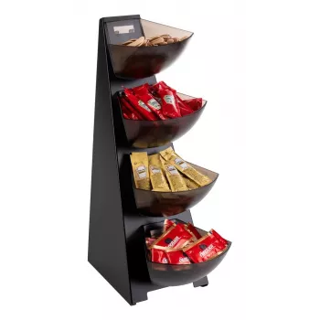 APS MULTI RACK 4-stufiger Portionsspender, Edelstahl Schwarz, 4 Behälter 11414