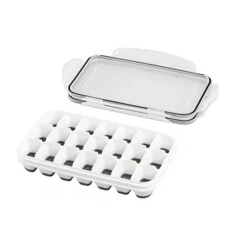 APS Eiswürfelbox mit Deckel, Transparent/Grau, 2er-Set, Polypropylen, spülmaschinenfest 36103