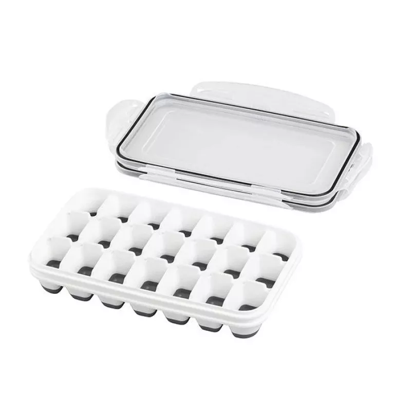 APS Eiswürfelbox mit Deckel, Transparent/Grau, 2er-Set, Polypropylen, spülmaschinenfest 36103