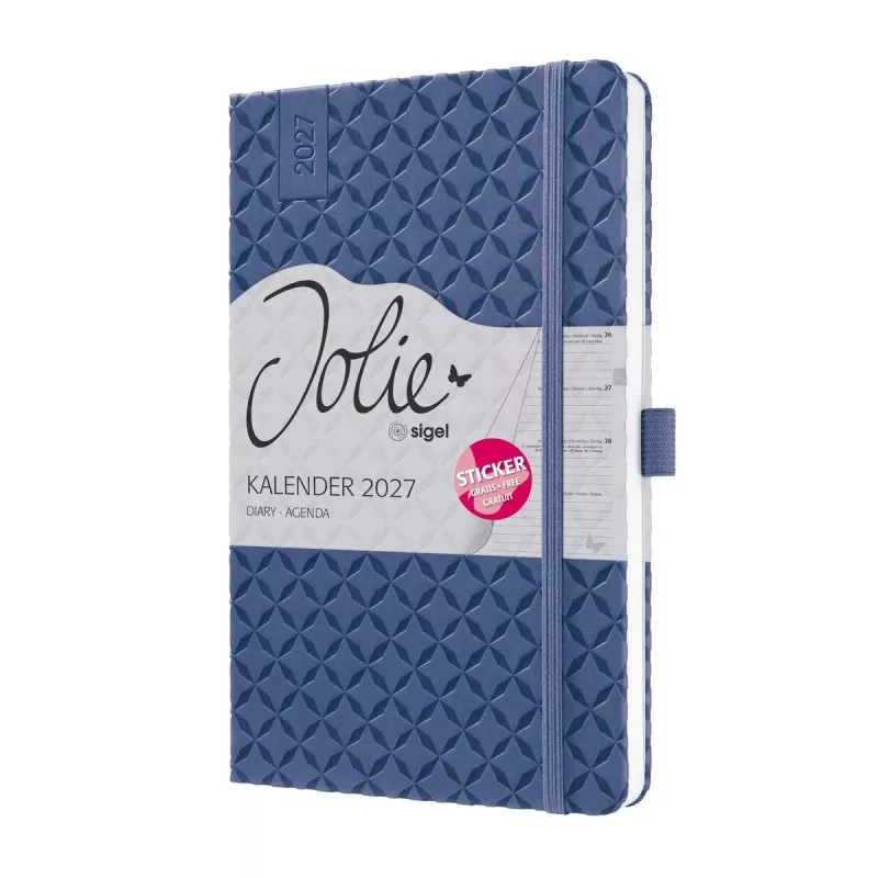 SIGEL Jolie 2027 Buchkalender A5 Indigo Blau, Wochenkalender, fadengebunden, Soft-Touch-Einband 7J101