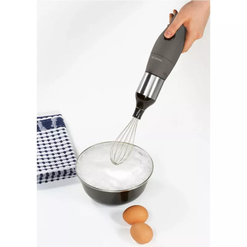 Bomann Stabmixer mit Edelstahlschaft, 400 W, 2 Geschwindigkeiten, Schneebesen, Zerkleinerer (660551)