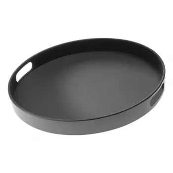 APS Bistro rundes Serviertablett, Schwarz, 35,5 cm, Melamin, Stapelbar, Spülmaschinenfest (84045)