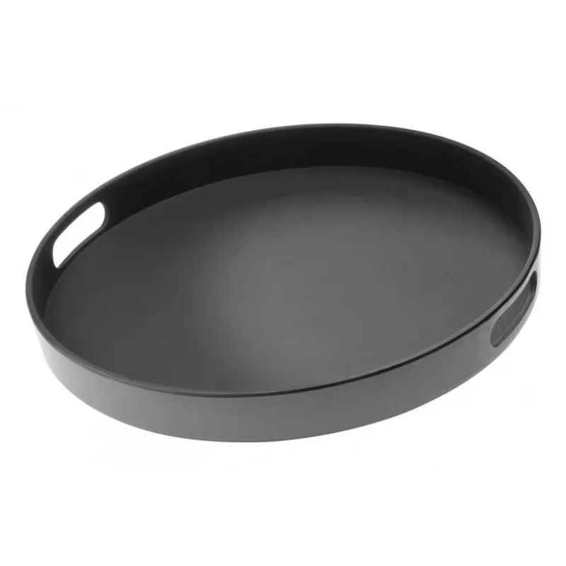 APS Bistro rundes Serviertablett, Schwarz, 35,5 cm, Melamin, Stapelbar, Spülmaschinenfest (84045)
