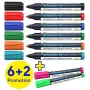 Schneider Maxx 290 Whiteboard- und Flipchart-Marker 8er-Set verschiedene Farben, Rundspitze 2,0-3,0 mm 129098