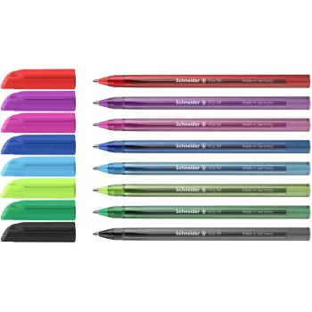 Schneider Vizz M Kugelschreiber-Set mit 8 verschiedenen Farben, Medium 0,5 mm, gummierter Griff, Viscoglide-Technologie 102298