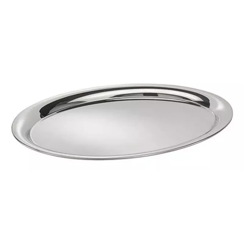 APS Servierplatte KAFFEEHAUS, oval, Edelstahl, hochglanzpoliert, umgelegter Rand, 1 Stück (30117)