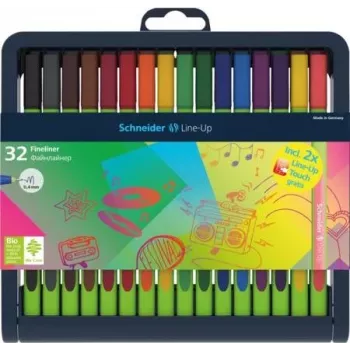 Schneider Edding Line-Up Fineliner-Stift-Set, 32 verschiedene Farben, 0,3 mm metallummantelte Spitze, Tinte auf Wasserbasis, ergonomischer Dreikant-Schaft 191091