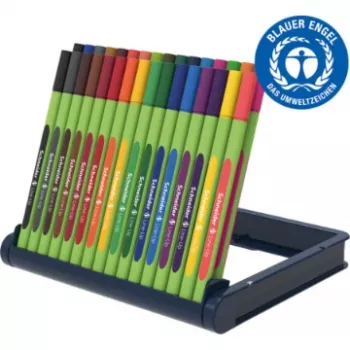 Schneider Edding Line-Up Fineliner-Stift-Set, 32 verschiedene Farben, 0,3 mm metallummantelte Spitze, Tinte auf Wasserbasis, ergonomischer Dreikant-Schaft 191091