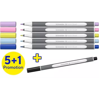Schneider Paint-It 070 Filzstift-Set, 6 verschiedene Farben, 1 mm Rundspitze, wasserbasierte Tinte, belüftete Sicherheitskappe ML07010502