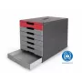 DURABLE IDEALBOX PLUS Schubladeneinheit DIN A4 mit 7 Schubladen, Grau/Rot 776303