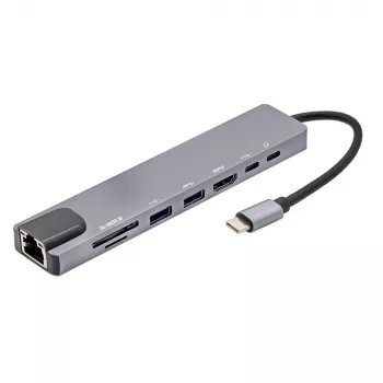 E+P USB-C Multiport-Adapter 8-in-1 MPA8 Schwarz/Silber
