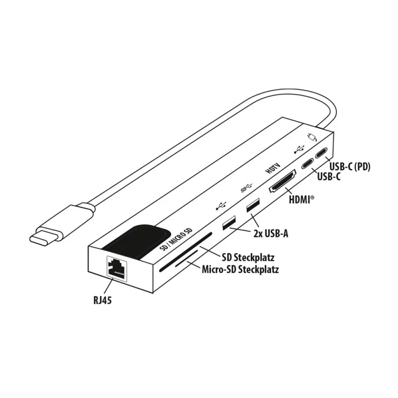 E+P USB-C Multiport-Adapter 8-in-1 MPA8 Schwarz/Silber
