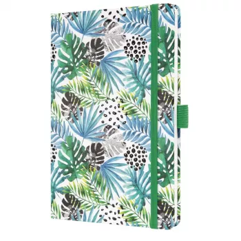 SIGEL Jolie 2027 Wochenplaner A5 Green Jungle Fever Softcover mit Gummiband, Stiftschlaufe, 2 Lesebändchen 7J355