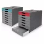 DURABLE IDEALBOX PLUS Schubladenbox, 7 Schubladen, DIN A4, Grau/Blau, Polystyrol 776306