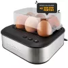 ProfiCook PC-EK 1276 Eierkocher für bis zu 6 Eier mit Sprachausgabe, Edelstahl / Schwarz 501276