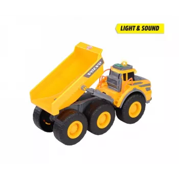 Dickie Toys Volvo A60H Knickgelenk-Dumper 1:24 Maßstab Baustellenfahrzeug mit Licht und Sound 203723007