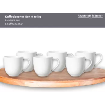 Ritzenhoff & Breker Skagen Weiße Porzellan-Kaffeetassen 440 ml 6er-Set 317329