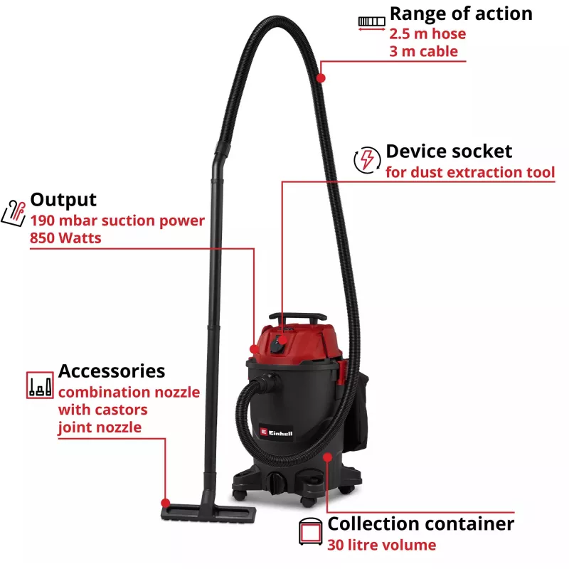 Einhell TC-VC 3055 A Nass- & Trockensauger 30 L Edelstahl 1500 W 2347430