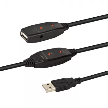 E+P CC508/25 USB 2.0 Aktives Repeater-Kabel, 25 m, USB-A Stecker auf USB-A Buchse, Schwarz