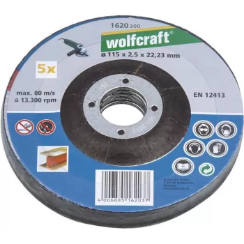 Wolfcraft 1622300 Trennscheibe mit gekröpfter Mitte 125 mm x 22,23 mm x 1,0 mm, 5er-Pack