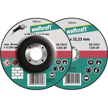 Wolfcraft 1623300 Trennschleifscheibe mit gekröpfter Mitte 125 mm x 22,23 mm x 1,2 mm, 5er-Pack
