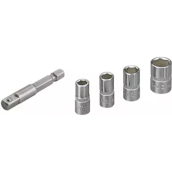 Wolfcraft 2413000 5-teiliger Außensechskant-Steckschlüsselsatz, 1/4 inch Antrieb, Chrom-Vanadium-Stahl