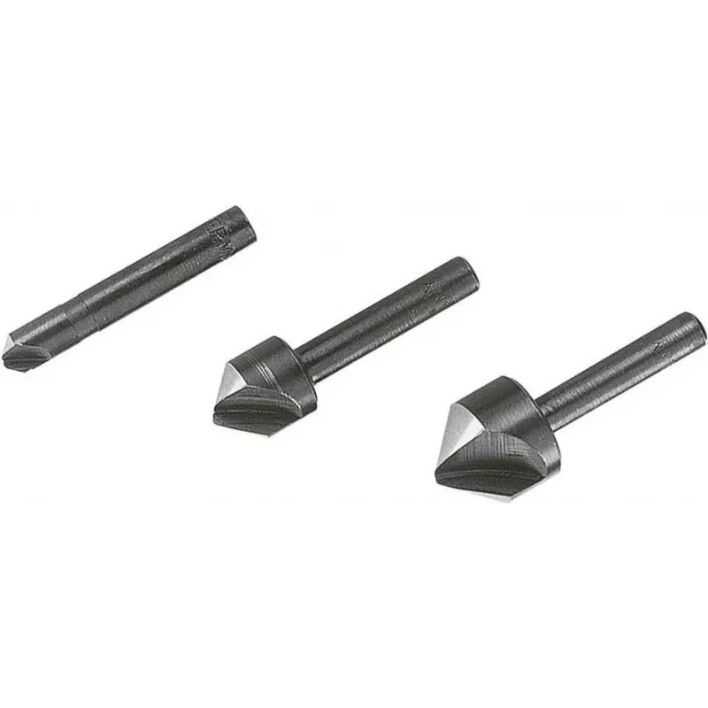 Wolfcraft 2504000 Senkerset, 3-teilig, 6/12/16 mm, Werkzeugstahl, zylindrischer Schaft