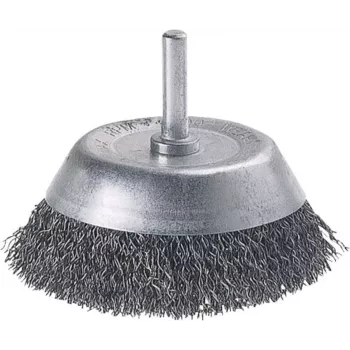 Wolfcraft Topfbürste mit 1/4 Zoll (6,3 mm) Schaftdurchmesser, 50 mm Bürstendurchmesser, gewellter Stahldraht 2106000