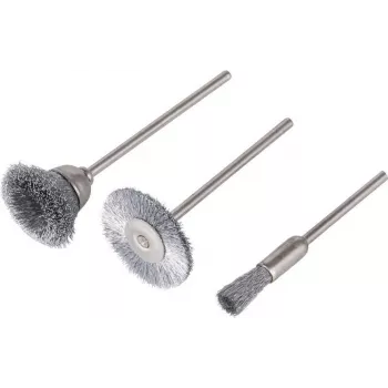 Wolfcraft Mini-Drahtbürsten-Set aus Stahldraht, 3-teilig, 2114000