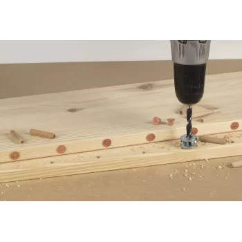 Wolfcraft 2916000 Buchenholz-Dübel-Set 6 mm, 50 geriffelte Dübel + 4 Stahldübelmarkierer