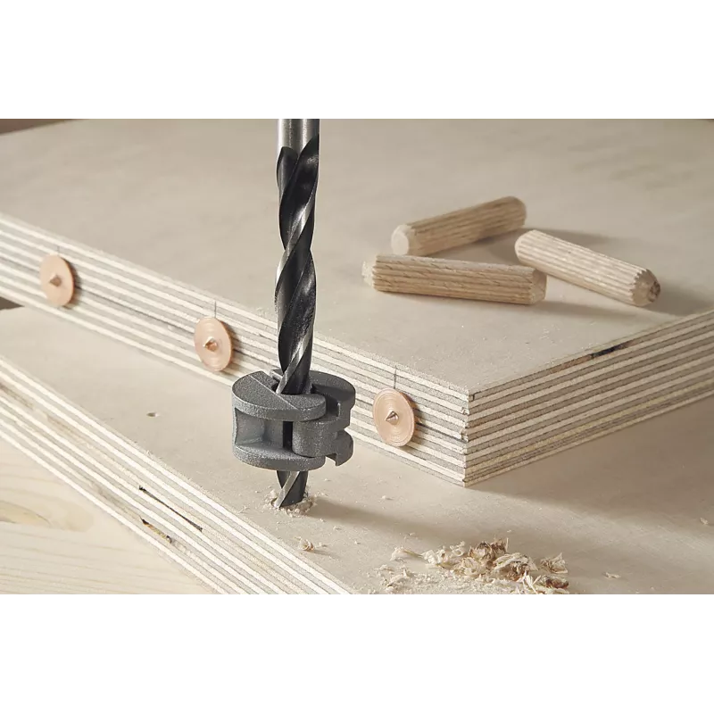 Wolfcraft 2916000 Buchenholz-Dübel-Set 6 mm, 50 geriffelte Dübel + 4 Stahldübelmarkierer