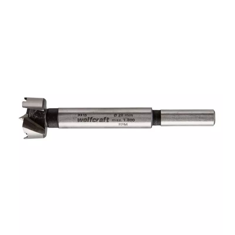 Wolfcraft 3315000 Forstnerbohrer 20 mm, Gesamtlänge 90 mm, Zylinderschaft, 1 Stück