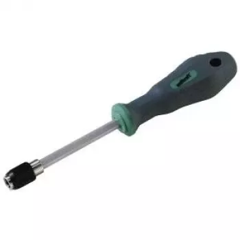 Wolfcraft Werkstatt Bit-Schraubendreher 1/4 inch (6,3 mm) mit magnetischem Bithalter, 2-Komponenten-Ergonomiegriff, Chrom-Vanadium-Stahl-Schaft, 155 mm Länge 8725000