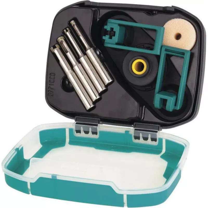 Wolfcraft 8771000 Fliesenbohrer-Set, 4-teilig, zylindrischer Schaft