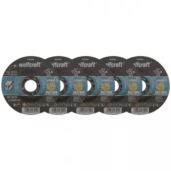 Wolfcraft 1620300 Trennscheiben-Set, 115 mm Durchmesser, 22,23 mm Bohrung, 1,0 mm Dick, 5 Stück, für Metall und Edelstahl