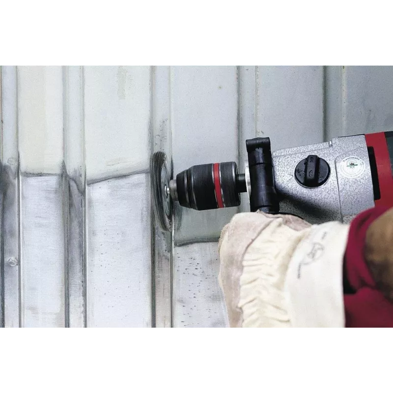 Wolfcraft 2103000 Stahldraht-Rundbürste 100 mm M14 gewellt