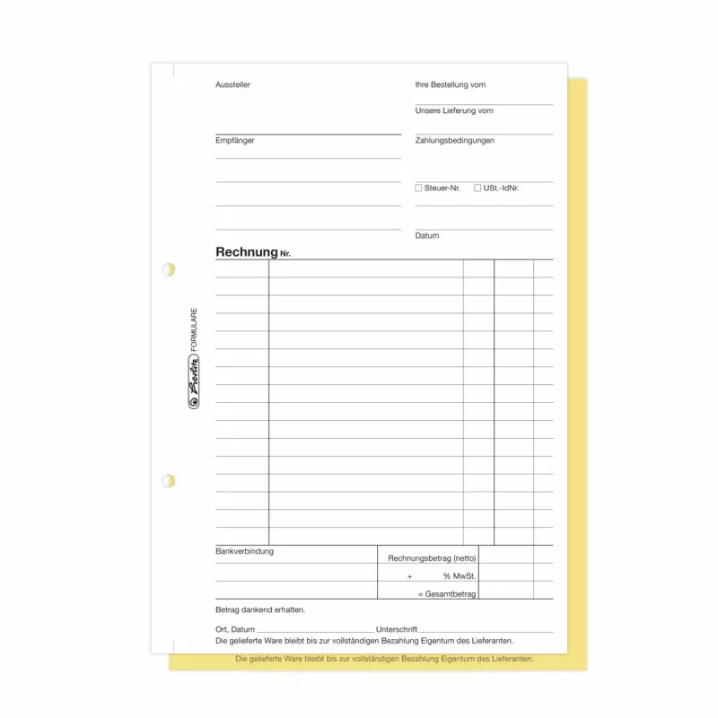Herlitz Rechnungsformularbücher A5 2-teilig selbstdurchschreibend, 4er-Pack 300003799